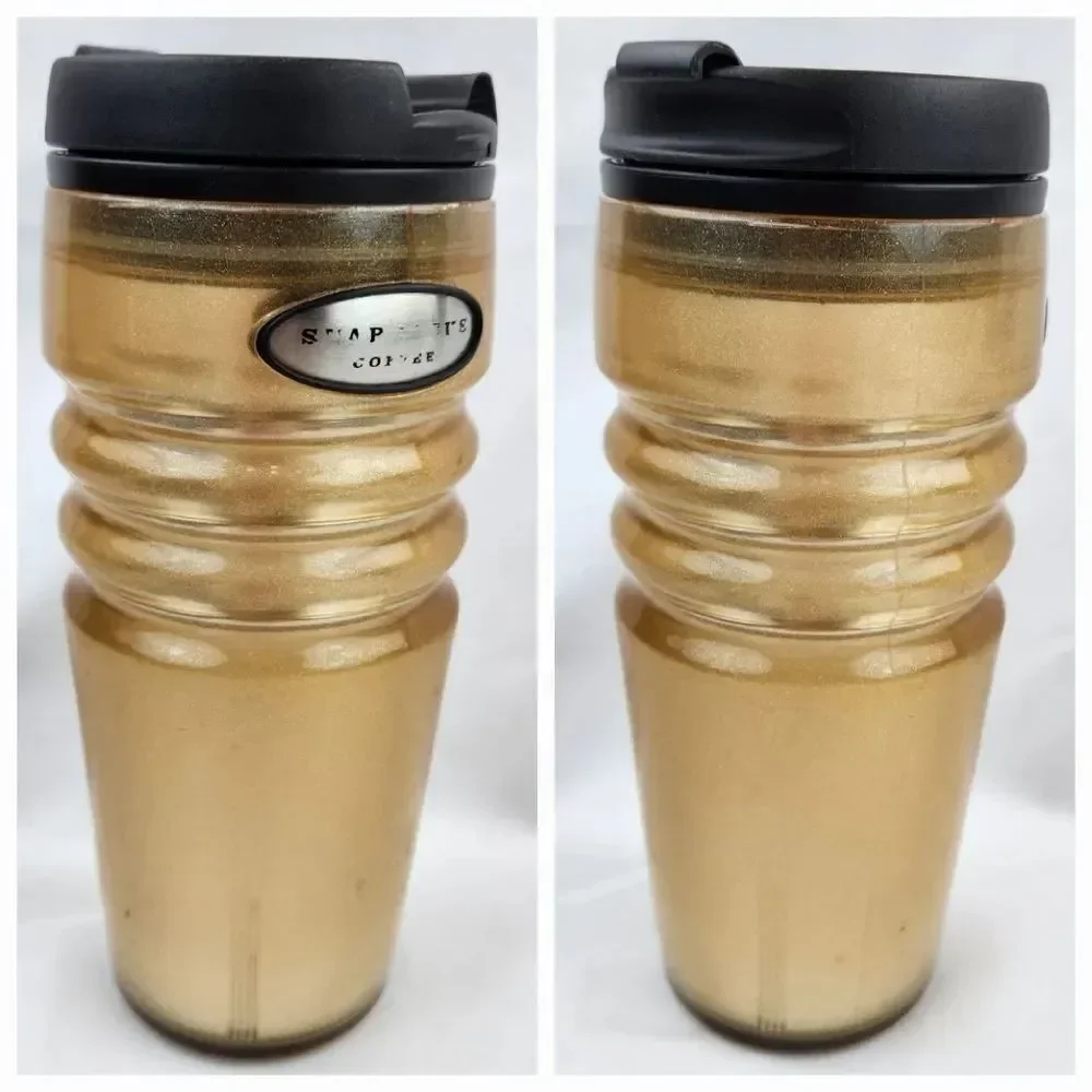 ☕️Vintage Starbucks 2004 Metallic Gold Double Wall 16oz Travel Tumbler